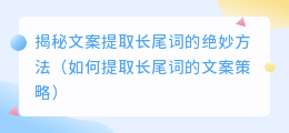 揭秘文案提取长尾词的绝妙方法（如何提取长尾词的文案策略）