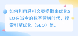 如何利用轻抖文案提取来优化SEO(轻抖 文案提取 字数)