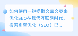 如何使用一键提取文章文案来优化SEO(一键提取文章文案)