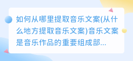 如何从哪里提取音乐文案(从什么地方提取音乐文案)