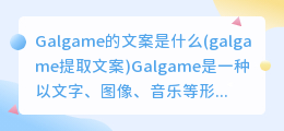 Galgame的文案是什么(galgame提取文案)