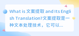 What is the English translation for 文案提取(文案提取英文)