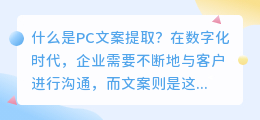 什么是PC文案提取(pc文案提取)